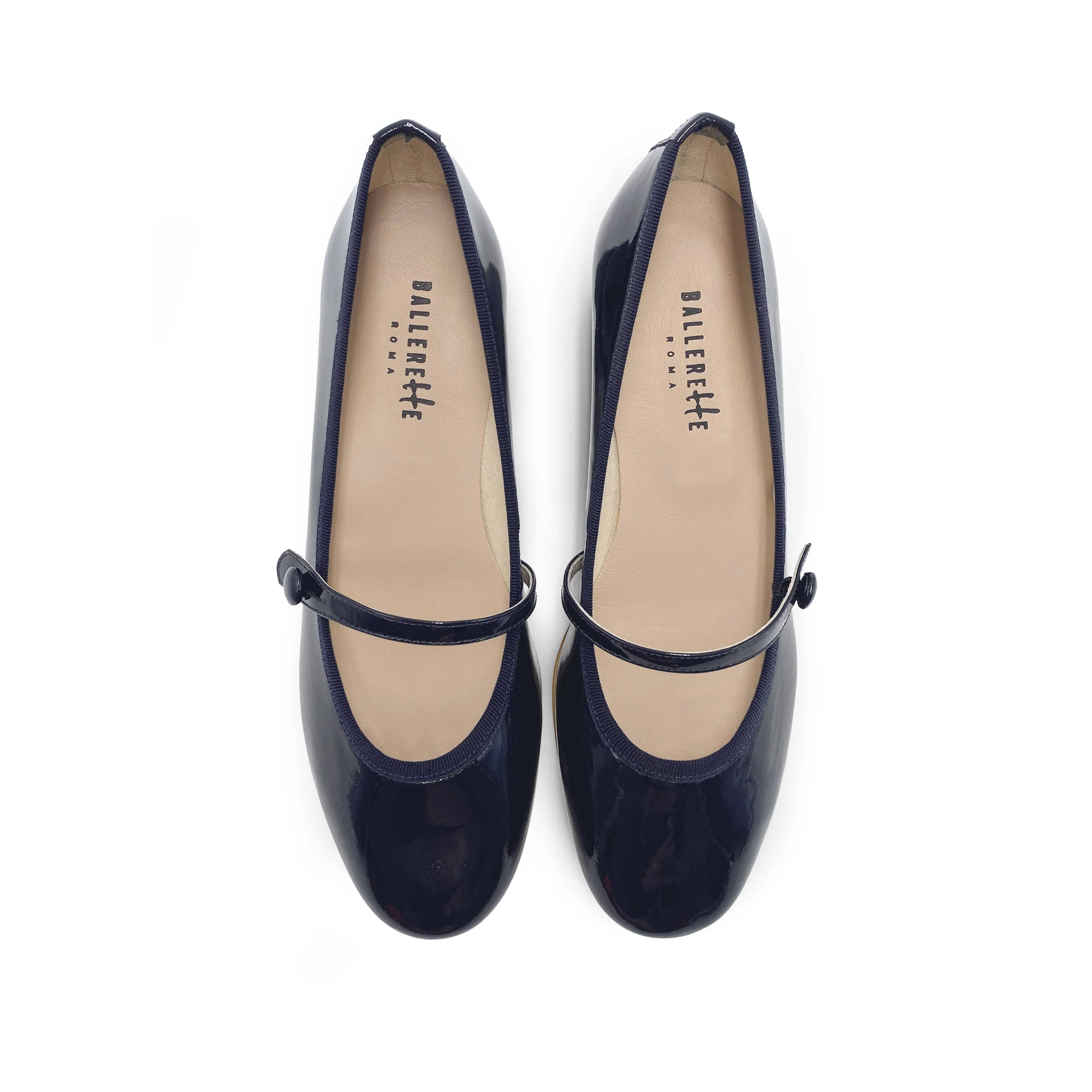 Ballerine Mary Jane blu in vernice con cinturino e tacco - Image 4