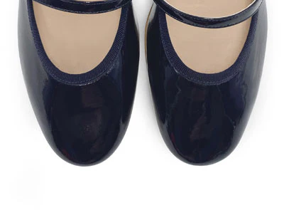Ballerine Mary Jane blu in vernice con cinturino e tacco - Image 5