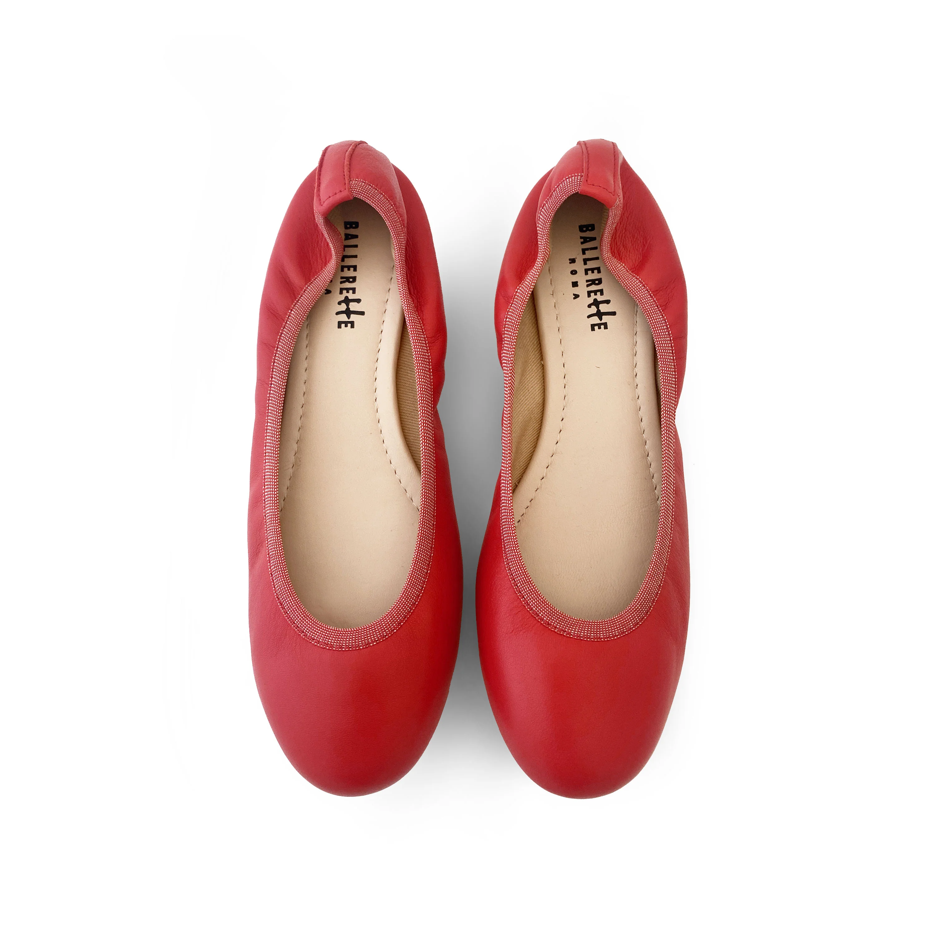 Ballerine con elastico in pelle corallo