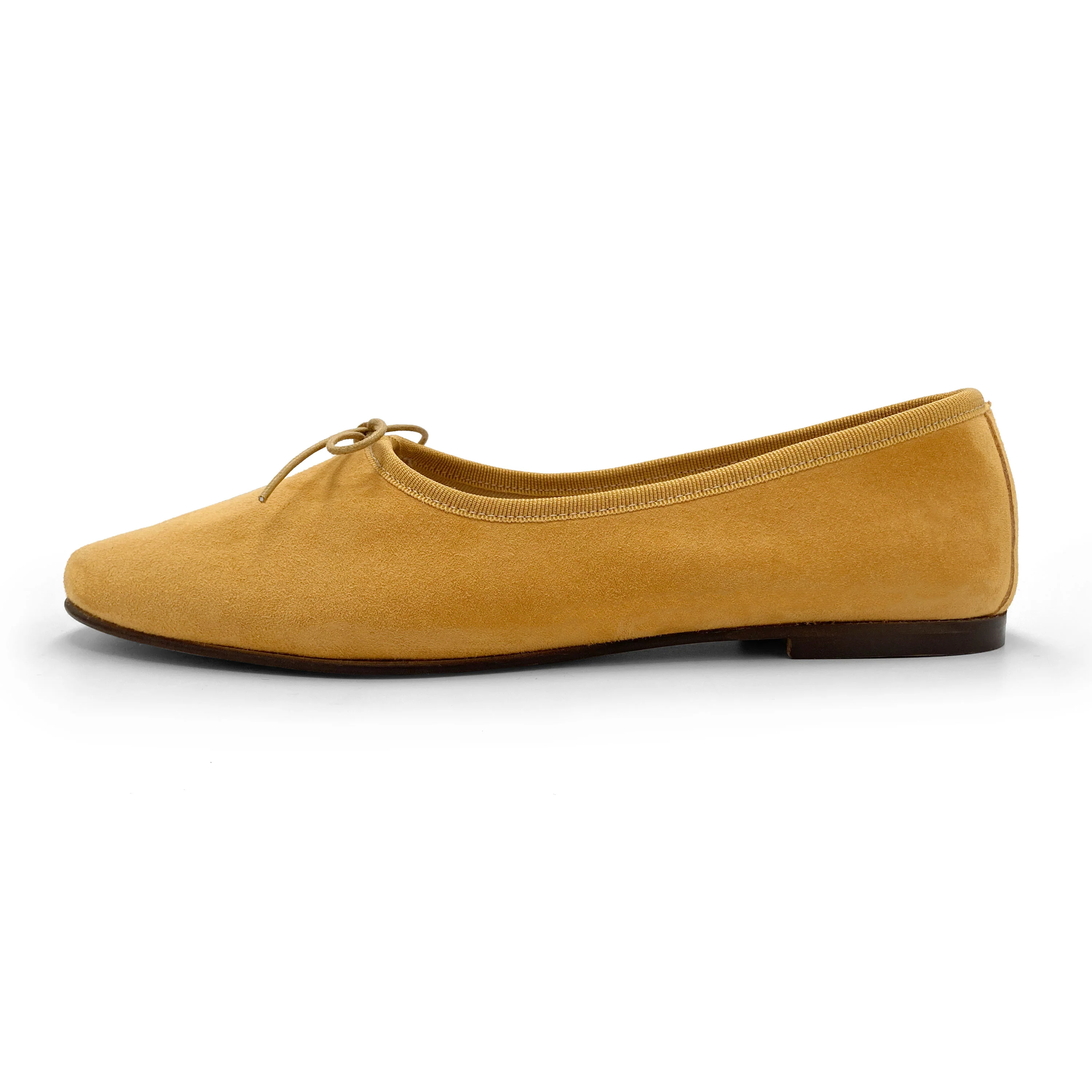 Ballerine "glove shoes" gialle senape accollate in camoscio - Image 3