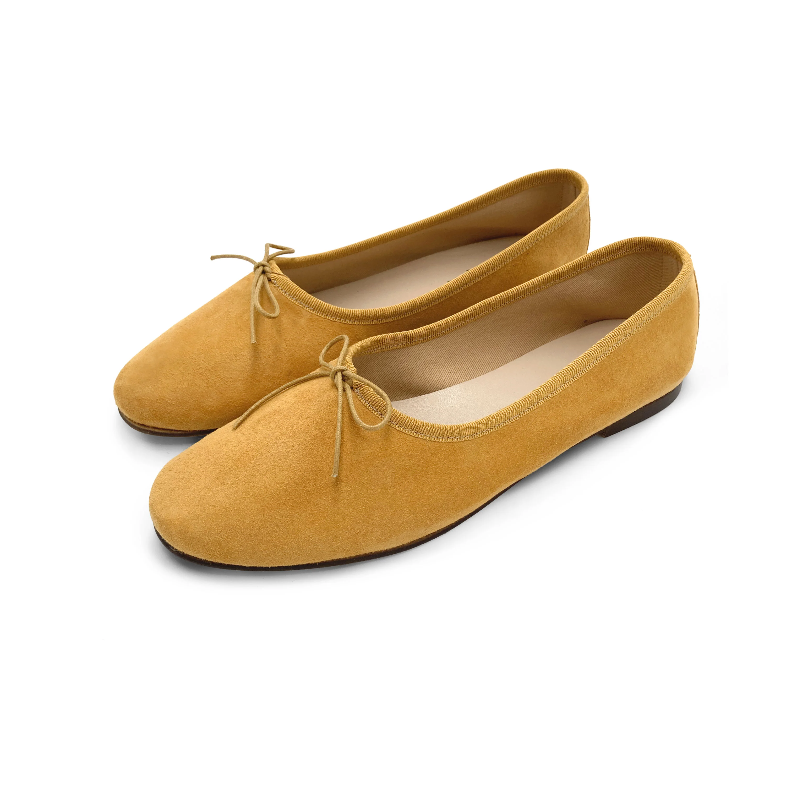 Ballerine "glove shoes" gialle senape accollate in camoscio - Image 5