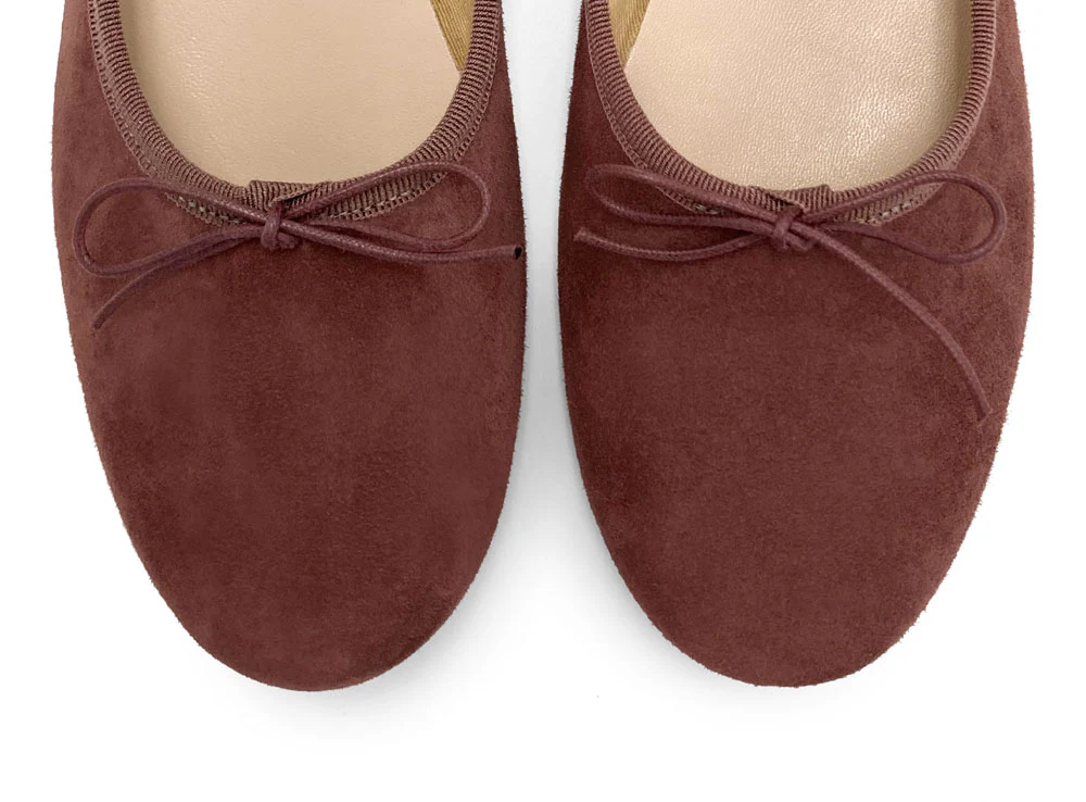 Ballerine "glove shoes" viola vino accollate in camoscio - Image 5