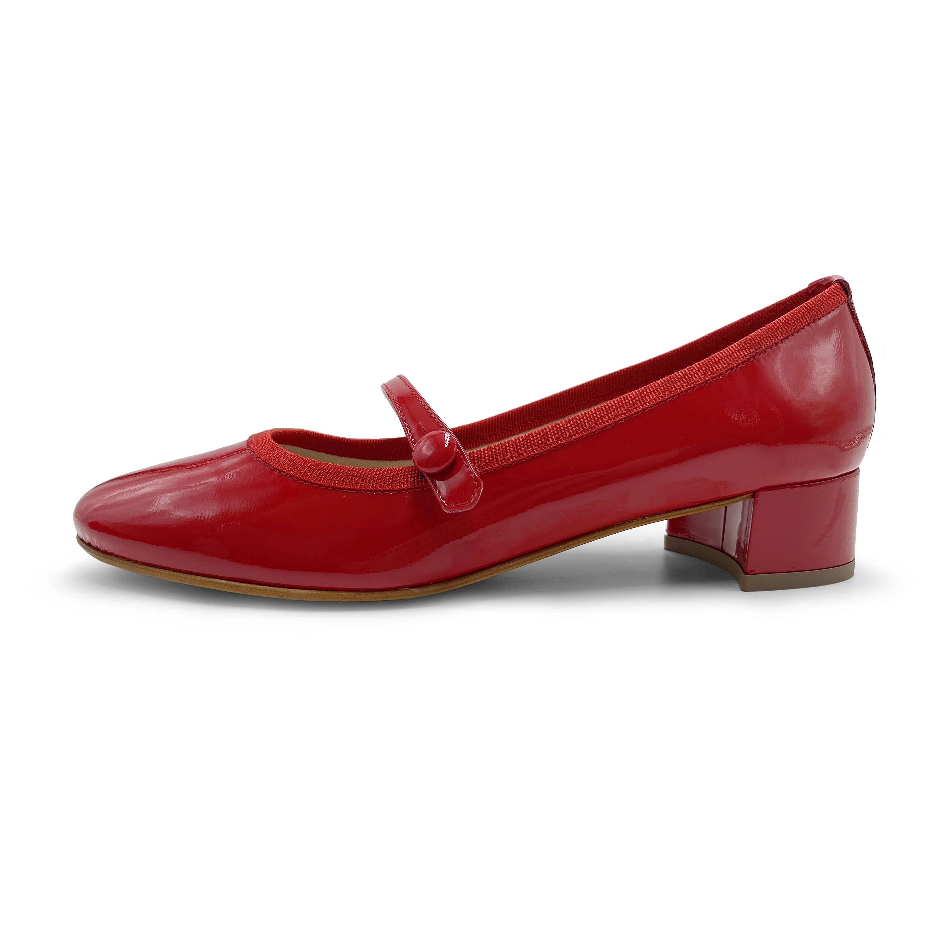 Ballerine Mary Jane rosse in vernice con cinturino e tacco - Image 4