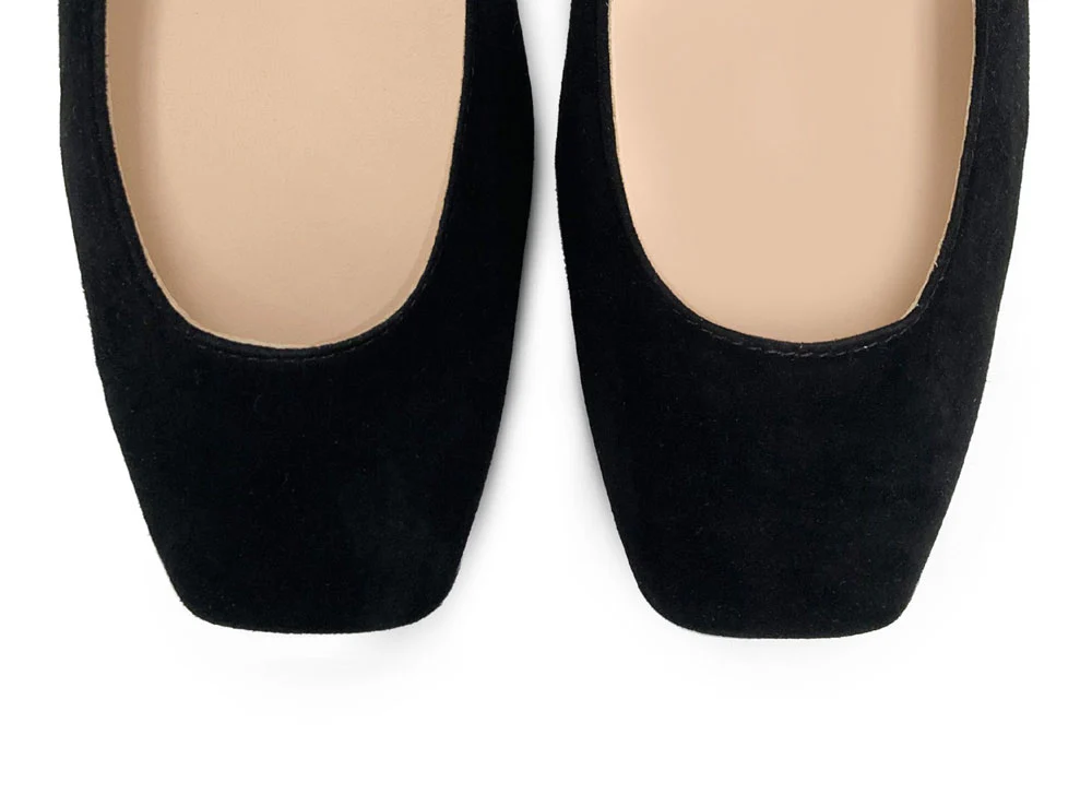 Ballerine slingback a punta quadrata nere in camoscio - Image 6
