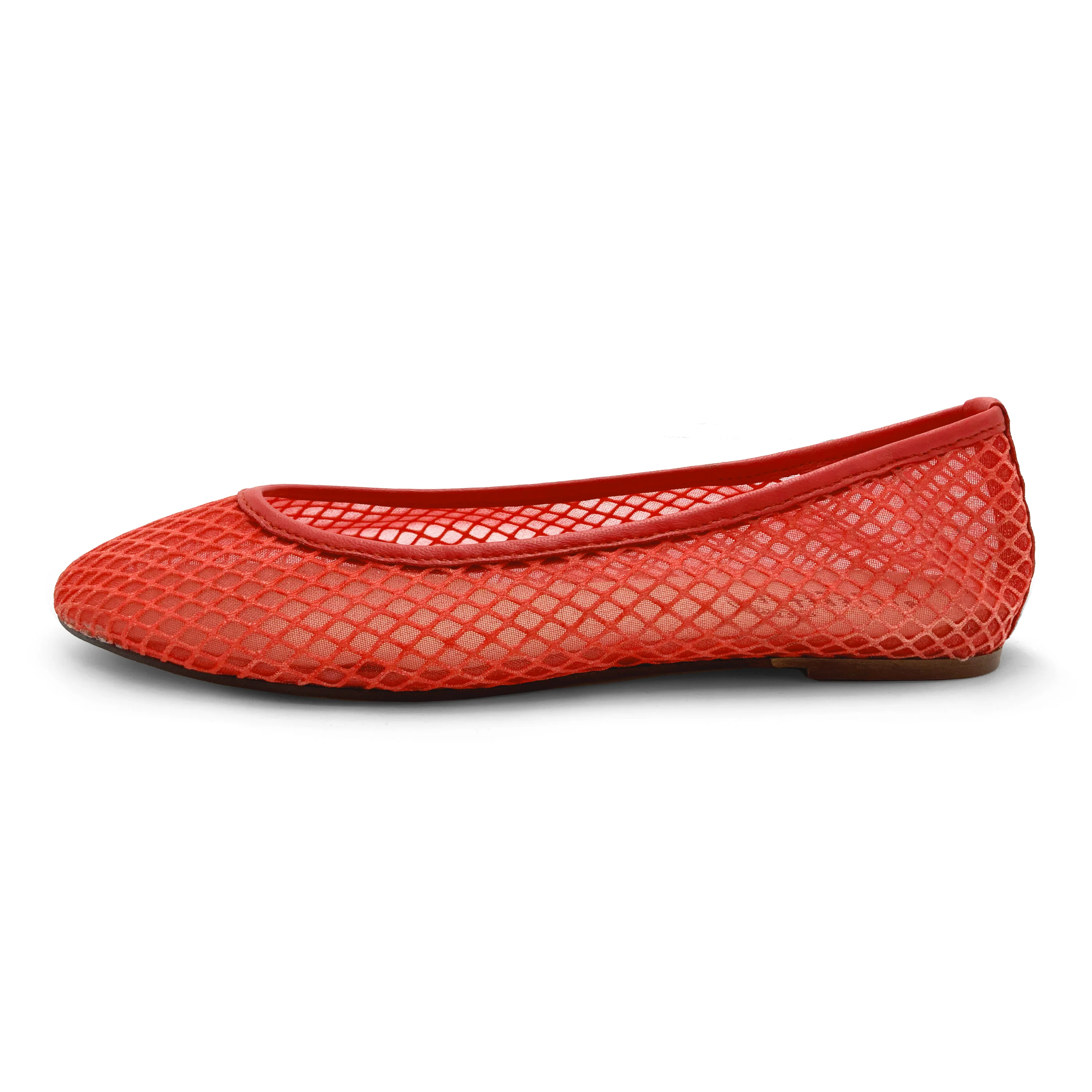 TT GO GREEN Collection - Ballerine trasparenti rosse corallo in tessuto ECO mesh e rete - Image 3