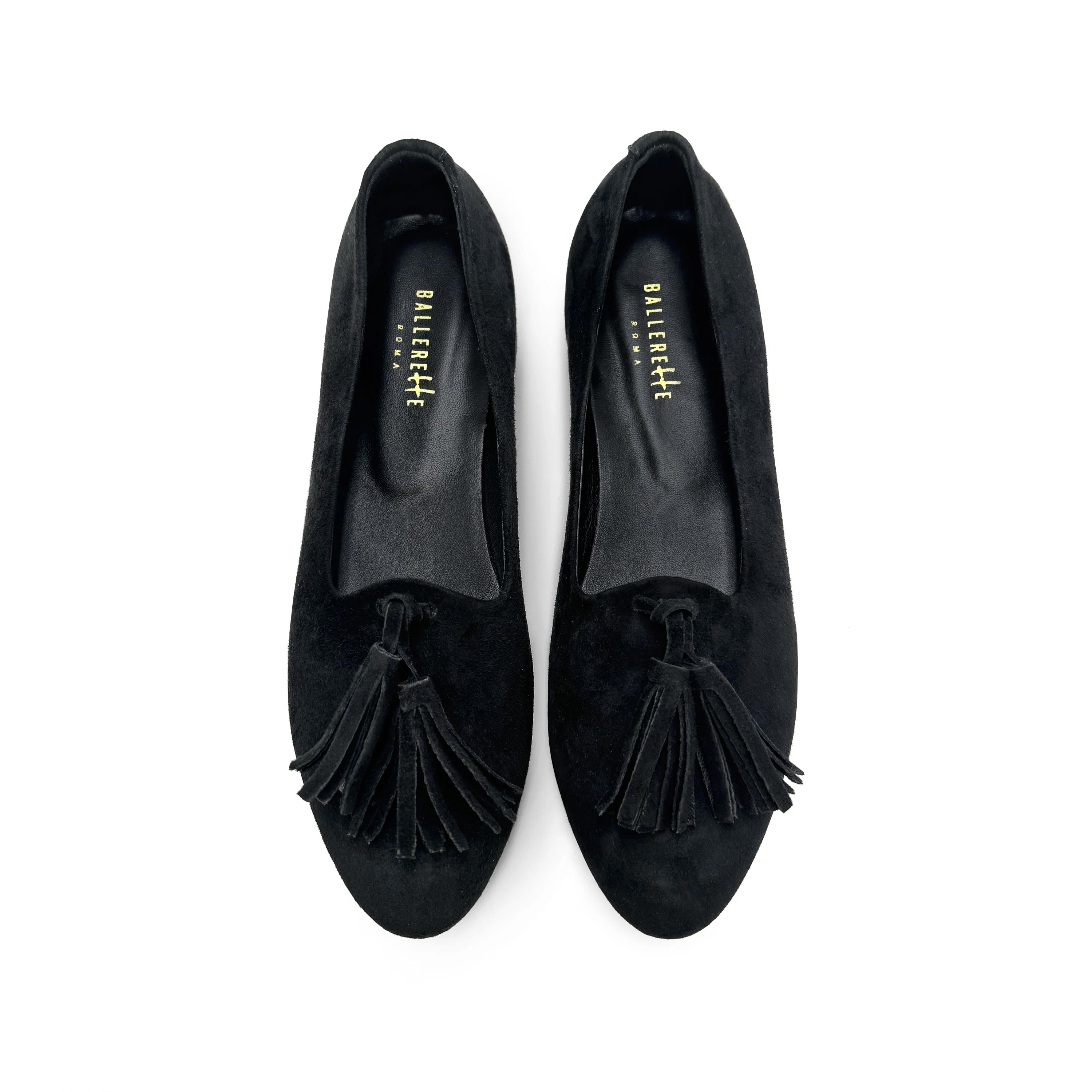 Mocassini donna neri con nappine
