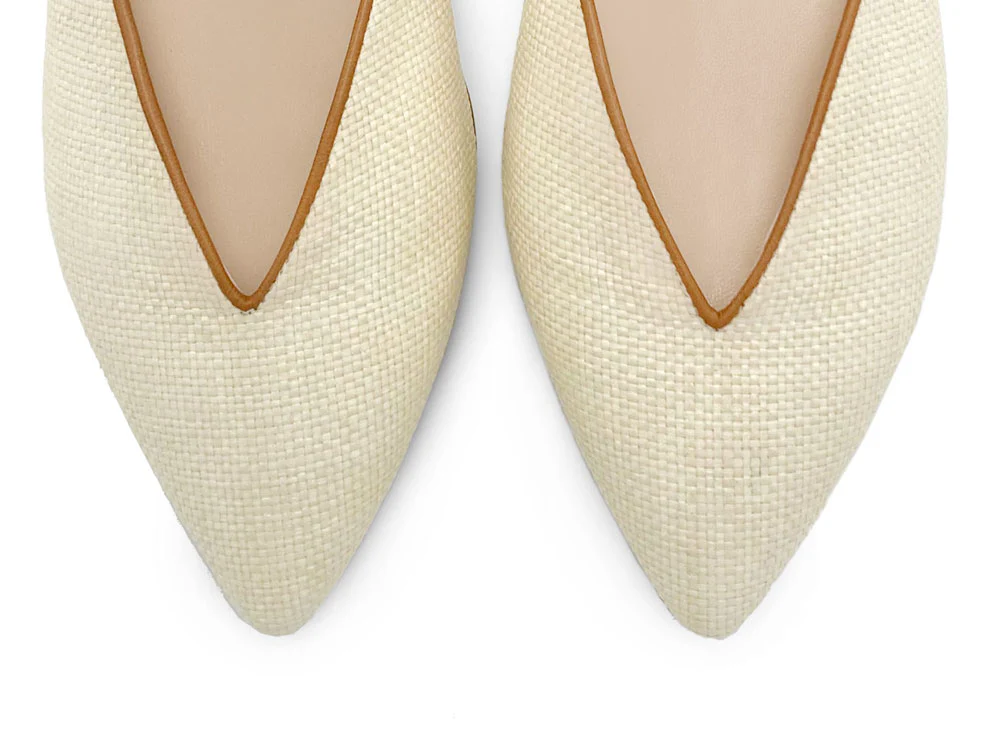 Scarpe mule estive in rafia beige con laccio cuoio alla caviglia - Image 5